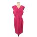 Lafayette 148 New York Casual Dress - Sheath V Neck Sleeveless: Burgundy Solid Dresses - Women's Size 12