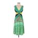 BCBGMAXAZRIA Casual Dress - Midi: Green Graphic Dresses - Women's Size Small