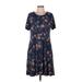 fat face Casual Dress - A-Line Scoop Neck Short sleeves: Blue Floral Dresses - Women's Size 8