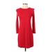 Old Navy Casual Dress - Sheath Crew Neck 3/4 sleeves: Red Print Dresses - Women's Size Small