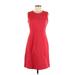 Lands' End Casual Dress - A-Line High Neck Sleeveless: Red Print Dresses - Women's Size 6