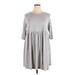 ASOS Curve Casual Dress - Mini Crew Neck 3/4 sleeves: Gray Dresses - Women's Size 16 Plus