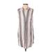 Cloth & Stone Casual Dress - Shift V Neck Sleeveless: Gray Print Dresses - Women's Size Small