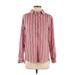 By Anthropologie Long Sleeve Button Down Shirt: Pink Stripes Tops - Women's Size X-Small