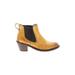 Gee WaWa Ankle Boots: Chelsea Boots Chunky Heel Bohemian Yellow Print Shoes - Women's Size 8 - Almond Toe