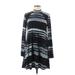 BCBGeneration Casual Dress - A-Line High Neck Long sleeves: Blue Stripes Dresses - Women's Size Medium