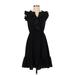 Kate Spade New York Cocktail Dress - A-Line V-Neck Sleeveless: Black Solid Dresses - Women's Size 00