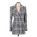 Zara Blazer Jacket: Mid-Length Gray Plaid Jackets & Outerwear - Women's Size Small