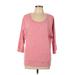 Old Navy Sweatshirt: Pink Marled Tops - Women's Size Large