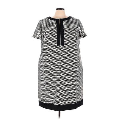 Tahari by ASL Casual Dress - Shift High Neck Short sleeves: Gray Print Dresses - Women's Size 22