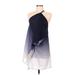 Xhilaration Casual Dress - Mini High Neck Sleeveless: Blue Ombre Dresses - Women's Size Medium