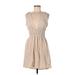 Forever 21 Casual Dress - Party V Neck Sleeveless: Tan Solid Dresses - New - Women's Size Large