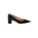 J.Crew Heels: Slip On Chunky Heel Minimalist Green Solid Shoes - Women's Size 8 1/2 - Pointed Toe