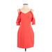 Parker Casual Dress - Sheath Cold Shoulder 3/4 sleeves: Red Print Dresses - Women's Size Small