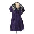 Jacket: Mid-Length Purple Print Jackets & Outerwear - Women's Size Small