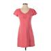 Banana Republic Factory Store Casual Dress - Mini V-Neck Short sleeves: Pink Solid Dresses - Women's Size Small