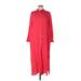 Gap Casual Dress - Shirtdress High Neck Long sleeves: Red Solid Dresses - Women's Size Large