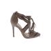 Marc Fisher LTD Heels: Gray Solid Shoes - Women's Size 6 1/2 - Open Toe