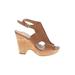 Franco Sarto Heels: Tan Solid Shoes - Women's Size 9 - Open Toe