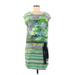 Ali Ro Casual Dress - Shift Scoop Neck Short sleeves: Green Print Dresses - Women's Size 6