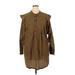 Topshop Casual Dress - Shift High Neck 3/4 sleeves: Brown Print Dresses - New - Women's Size 14
