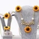 4 Teile/satz Frauen Schmuck Set Sonnenblume Form Lebendige Edelstahl Blatt Decor Frauen Halskette