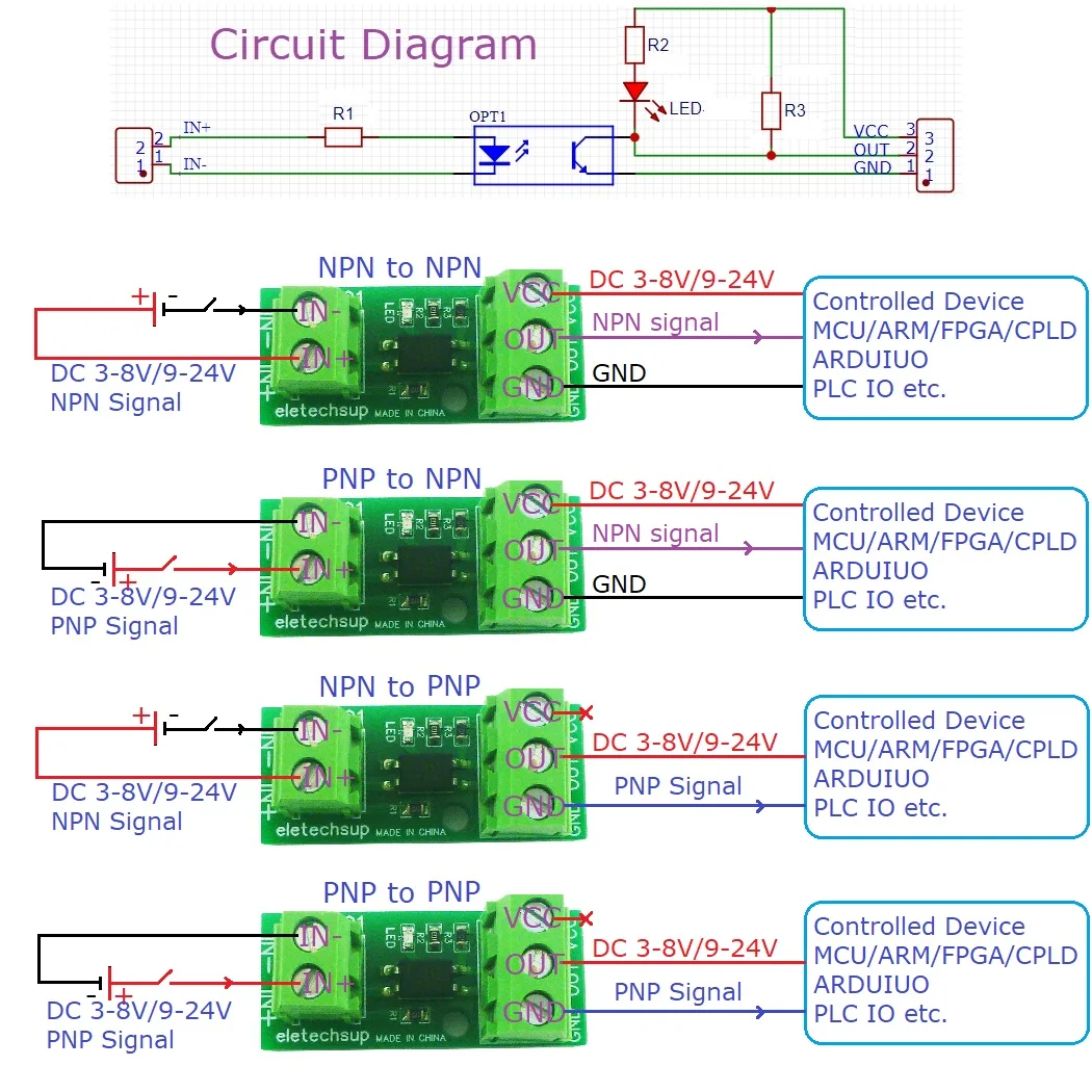 1/4PCS DC 3,3 V/5V/12V/24V Digitale Logic Level Conversion Modul PNP/NPN zu NPN PNP IO Schalter Signal Isolation Schutz Bord Image