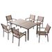 Ebern Designs Willersley Rectangular 6 - Person 60" Long Dining Set Breathable Textilene Chairs Wood/Metal in Brown | Outdoor Dining | Wayfair