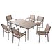 Ebern Designs Willersley Outdoor Dining Set Wood in Brown | Wayfair 17C2922BABD44D7FAF13142786551DAD