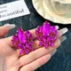 Luxus Fuchsia Hochzeit bunte Kristall Metall große Ohrringe für Frauen Trend lila cz Party Schmuck
