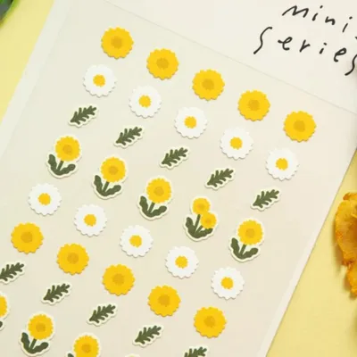 Koreanischer Import Suatelier Mini Blumen Gänseblümchen Löwenzahn Aufkleber Scrapbooking Diy Journal Niedliche Deko Kawaii Briefpapier Aufkleber 115) Image