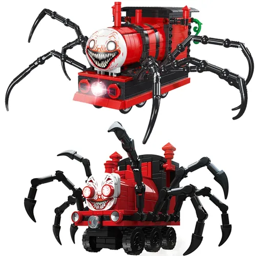 Horror Spiel Choo-Chooed Charles Bausteine Monster Spinne Zug Tier mit Lichtern Moc Modell Ziegel
