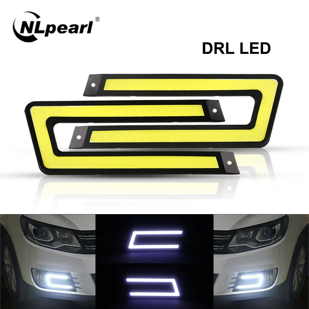 NLpearl 1 paio Car Styling COB LED DRL Luce di marcia diurna Auto DC 12V LED luminoso DRL Luce esterna per la guida dell'auto Lampada fendinebbia