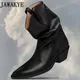 Unisex Western Boots Couple Shoes Men & Women's Short Boots Pleated Leather Split Toe Tabi Shoes