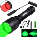 LED Tactical Hunting Flashlight Green/Red/White Torch USB Rechargeable 350LM 600-800 Yards Range C8