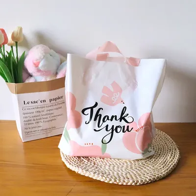 50Pcs Thank You Gift Bag Wedding Birthday Party Gift Packaging Plastic Bag Decoration Small Business