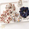 Ruoshui Woman Printed Floral Hair Ties Flower Scrunchies Vintage Elastic Hairband Hair Rope Hair