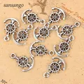 30 Pcs Antique Silver color Rudder Anchor Shape Alloy Charm Pendant For DIY Fashion Jewelry Making