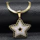 Crystal Star Enamel Pendant Necklace Stainless Steel Gold Color Snake Chain Necklaces for Women