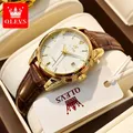 OLEVS Automatic Mechanical Skeleton Watch for Women New Casual Leather Strap Waterproof Elegant