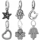 New 925 Sterling Silver Hamsa Hand Lucky In Love Clover Horseshoe Open Heart Pendant Charm Fit