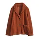 Spring Autumn Jacket 2023 Corduroy Suit Coat Women Collar Solid Button Pure Short Coat New