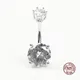 Round Shiny Zircon Navel Piercing 925 Sterling Silver Belly Ring for Women Body Jewelry Luxury