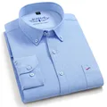 Chemise à manches longues en coton Oxford pour hommes chemises d'affaires décontractées poche