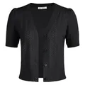 GK-Chemise boutonnée texturée évidée pour femme pull cardigan manches courtes col en V tricots