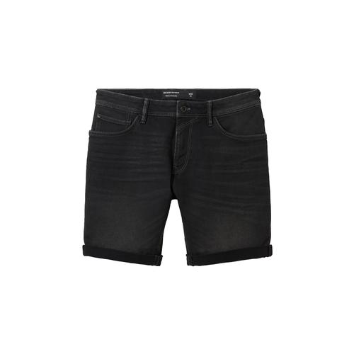 TOM TAILOR DENIM Herren Regular Jeans Shorts, schwarz, Uni, Gr. S