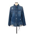 Denim Jacket: Below Hip Blue Solid Jackets & Outerwear - Women's Size 3X