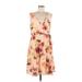 Tommy Bahama Casual Dress - A-Line V-Neck Sleeveless: Tan Print Dresses - Women's Size Large