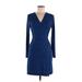 Banana Republic Factory Store Cocktail Dress - Mini V-Neck Long sleeves: Blue Dresses - Women's Size Medium Petite