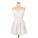 Trixxi Casual Dress - A-Line V Neck Sleeveless: White Solid Dresses - Women's Size X-Large